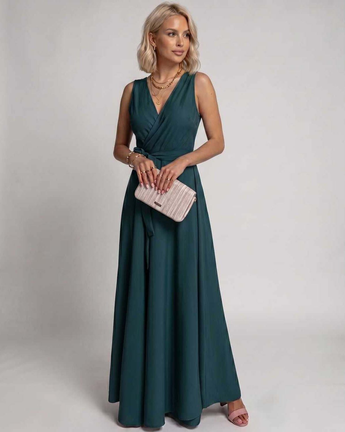 Satiny Maxi Dress | Wrap Long Dress