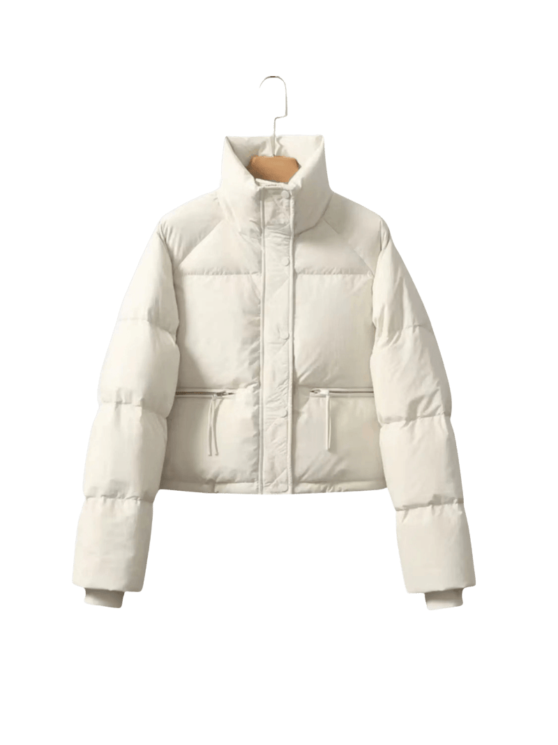 manteau d'hiver à col montant -blanche