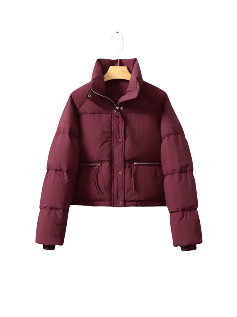 manteau d'hiver à col montant -Rouge