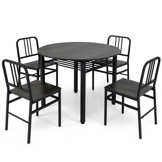 5-Piece Dining Table Set with Storage Rack