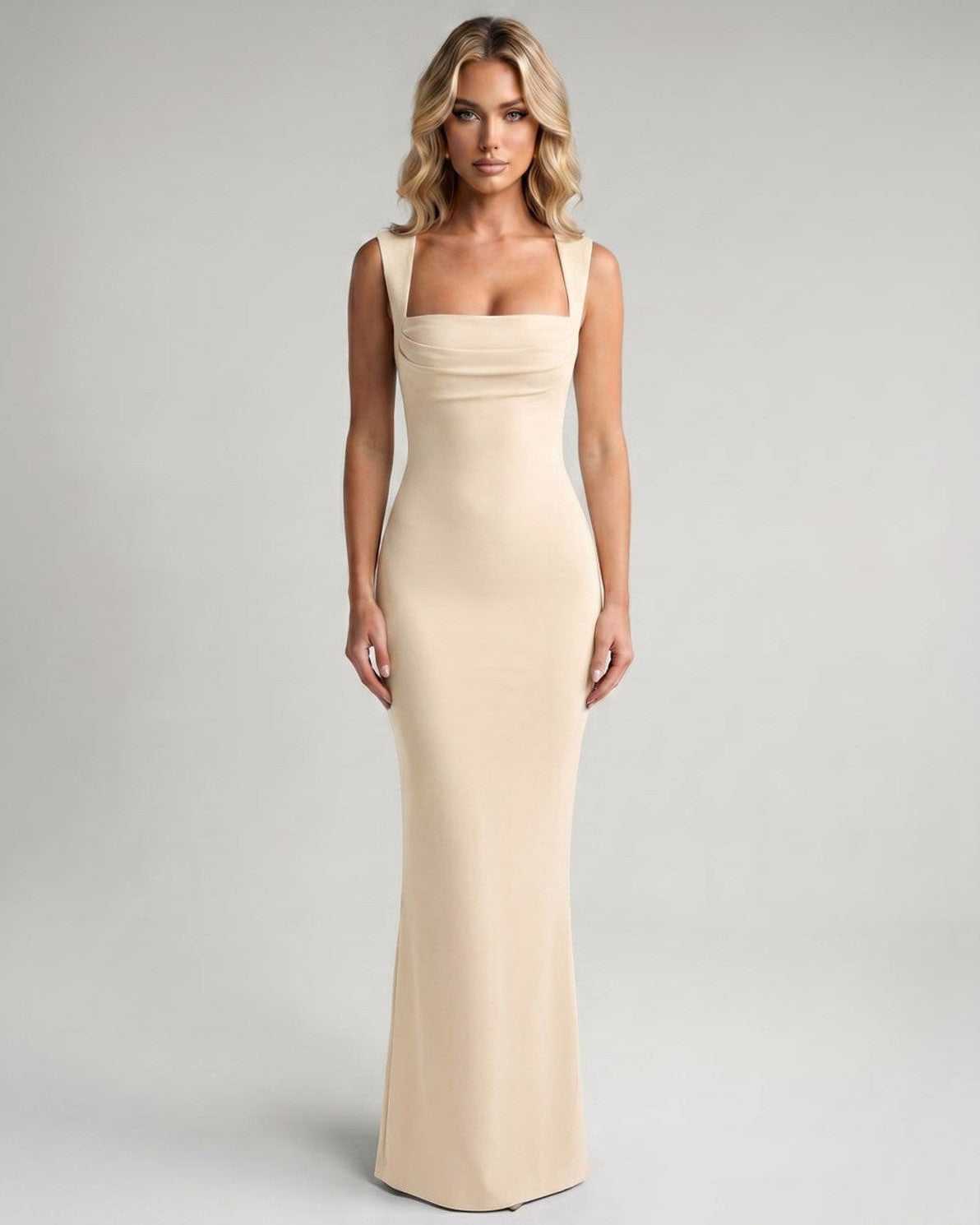 Bodycon Maxi Dress | Long Square Neck Dress