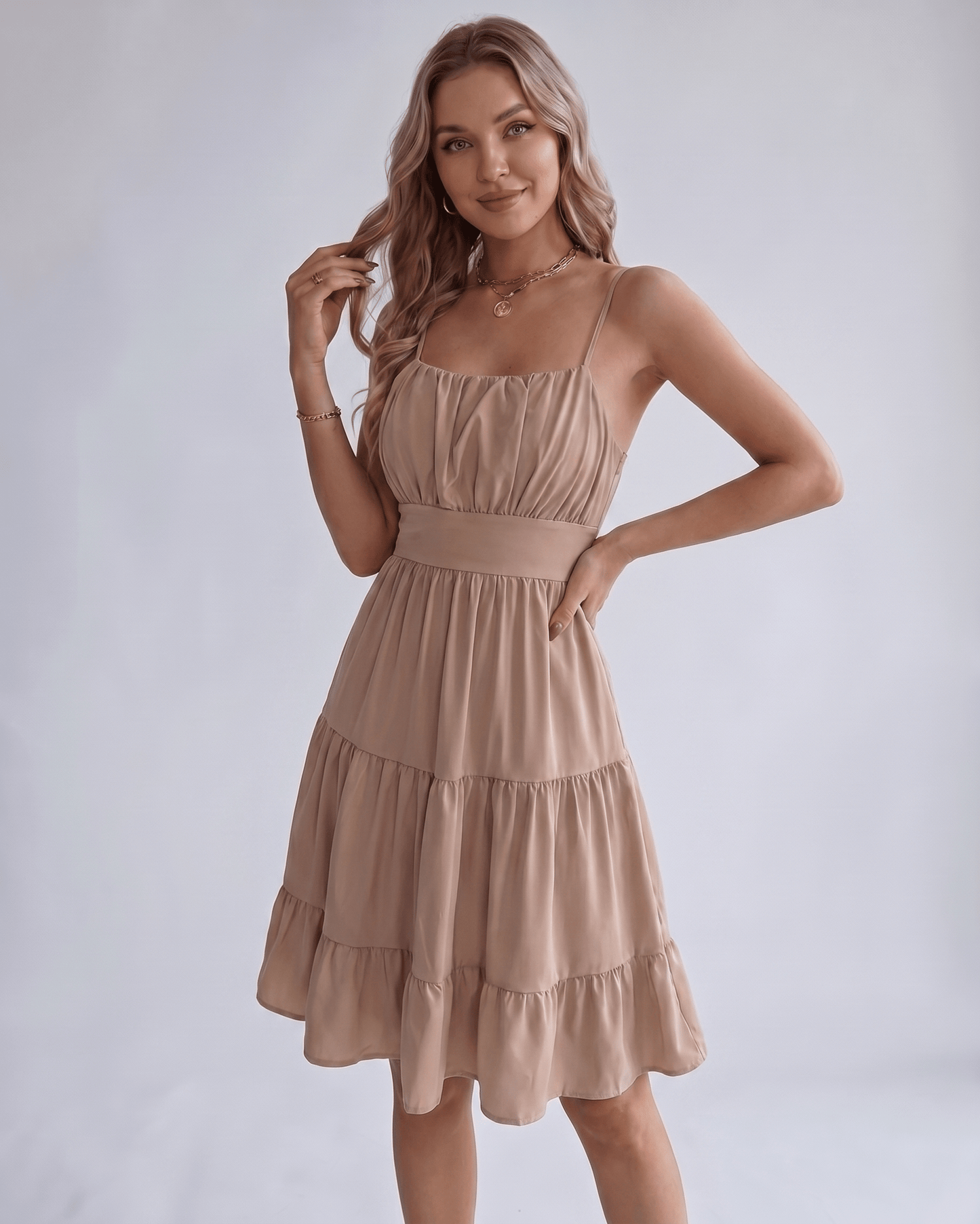 Chiffon Midi Dress | Chic Backless Dress