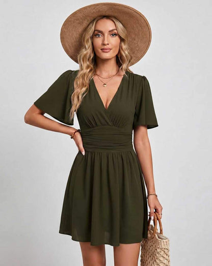 Chiffon Mini Dress | V-Neck DressA23342Z