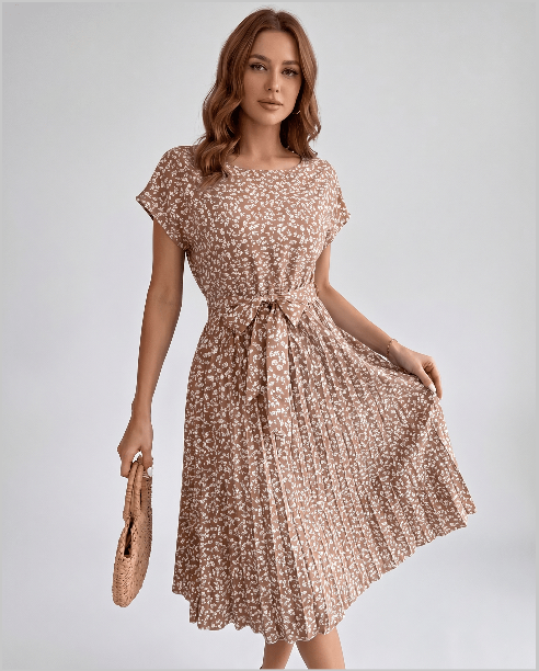 Floral Midi Dress | Lightweight Pleated Dress