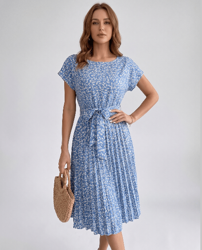 Floral Midi Dress | Lightweight Pleated Dress