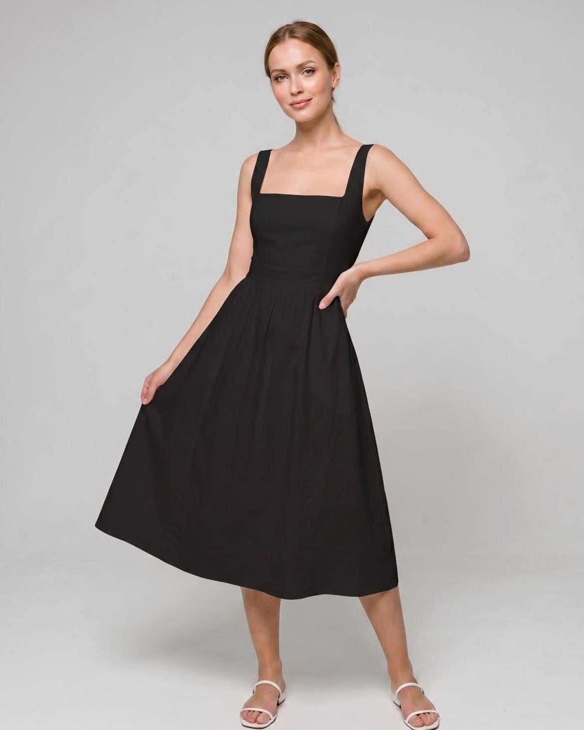 Lightweight Midi Dress | Square Neck Dress