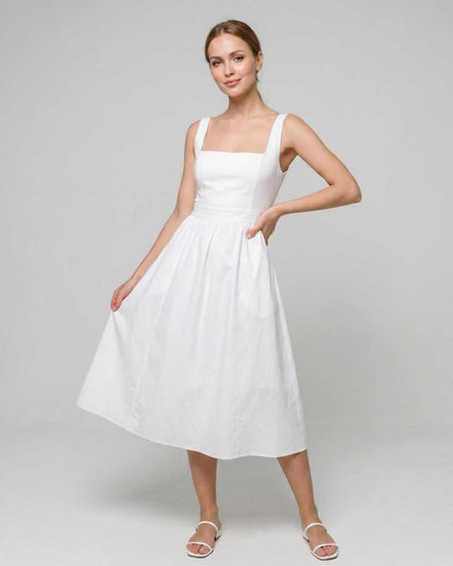 Lightweight Midi Dress | Square Neck Dress