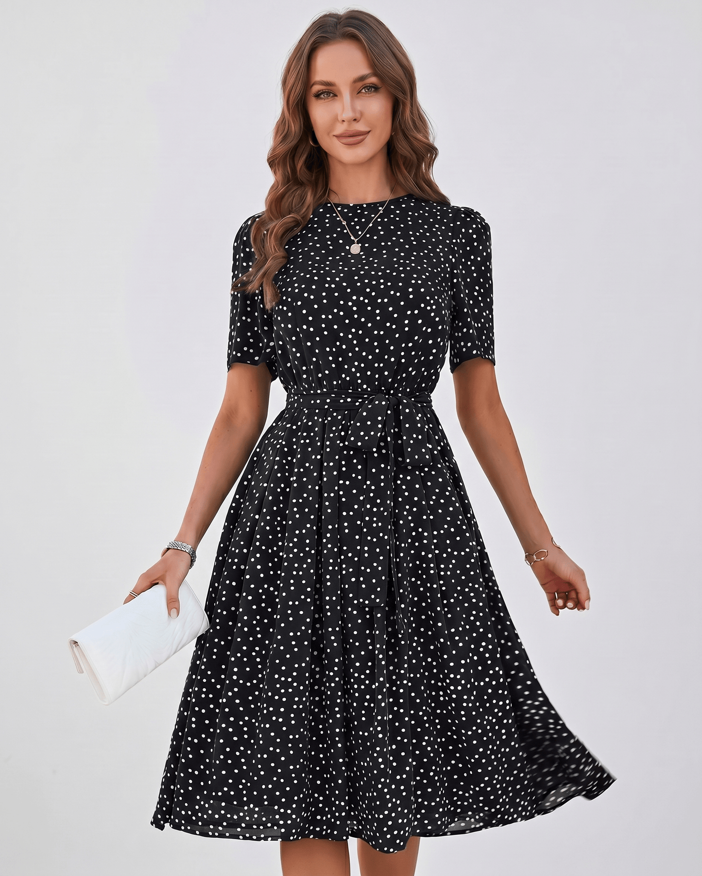Polka Dot Midi Dress | Flowy Fluid Dress