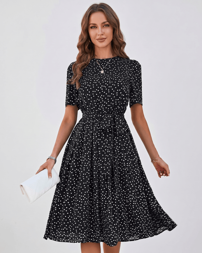 Polka Dot Midi Dress | Flowy Fluid Dress