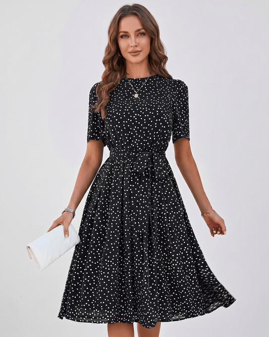 Polka Dot Midi Dress | Flowy Fluid Dress