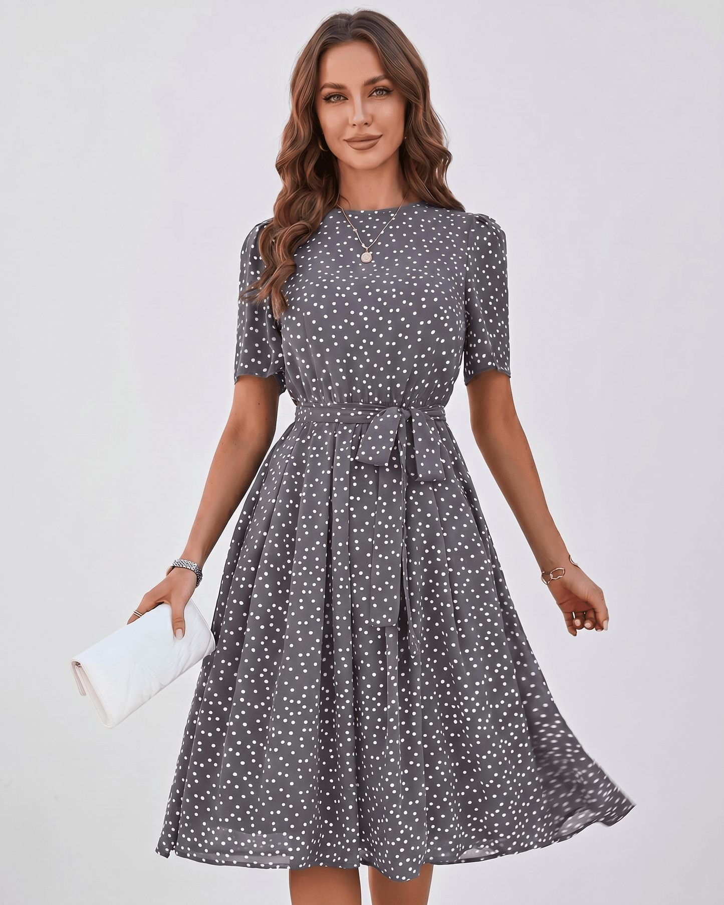 Polka Dot Midi Dress | Flowy Fluid Dress