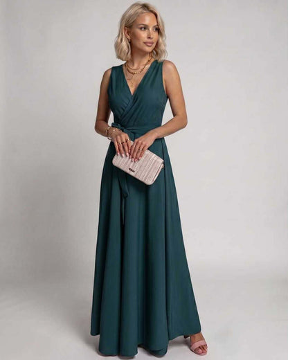 Satiny Maxi Dress | Wrap Long Dress
