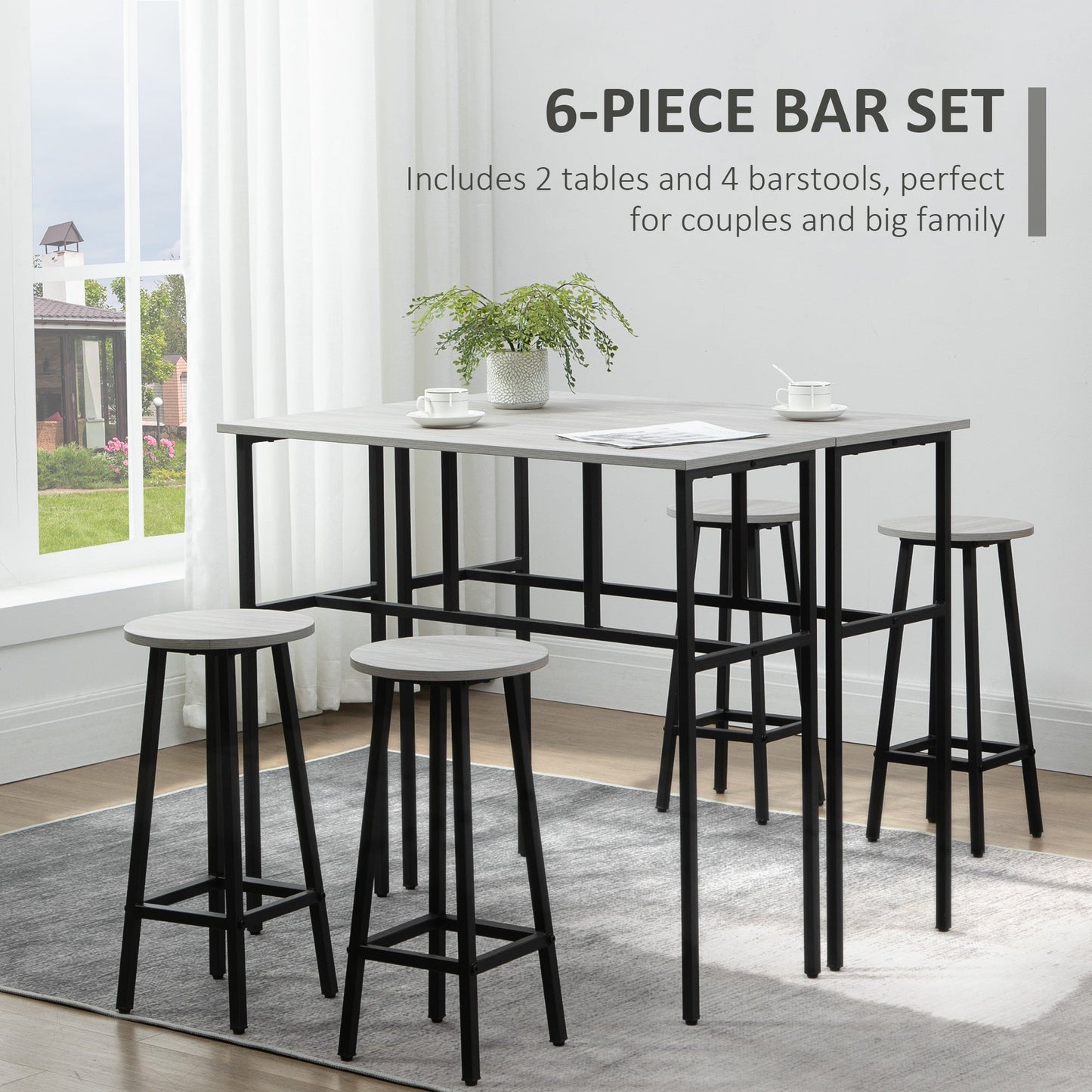 6-Piece Bar Table Set for Small Kitchens & Living Rooms