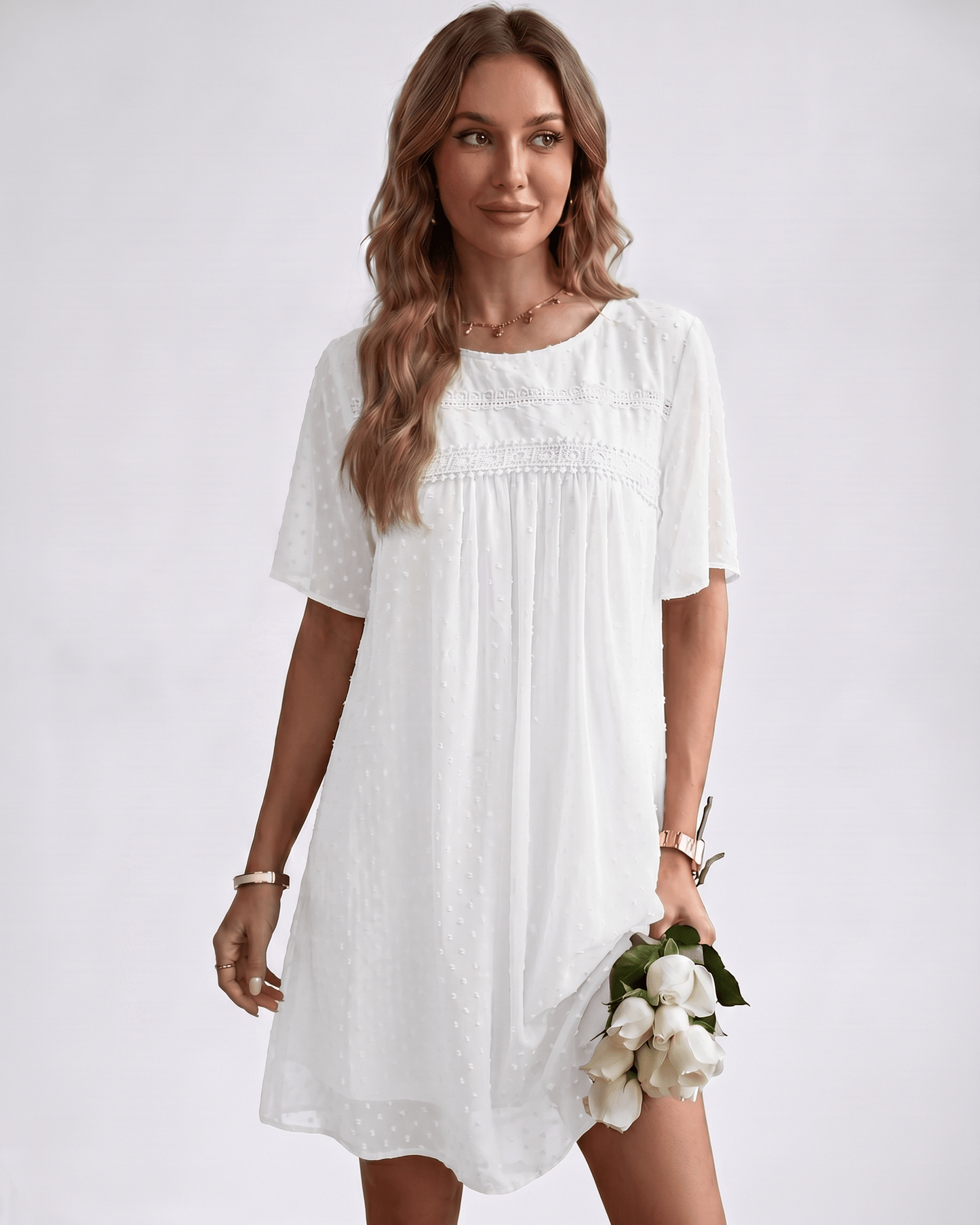 Swiss Dot Mini Dress | Lightweight Lace Dress
