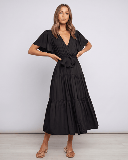 Midi Dress Chiffon Blend, V-Neck