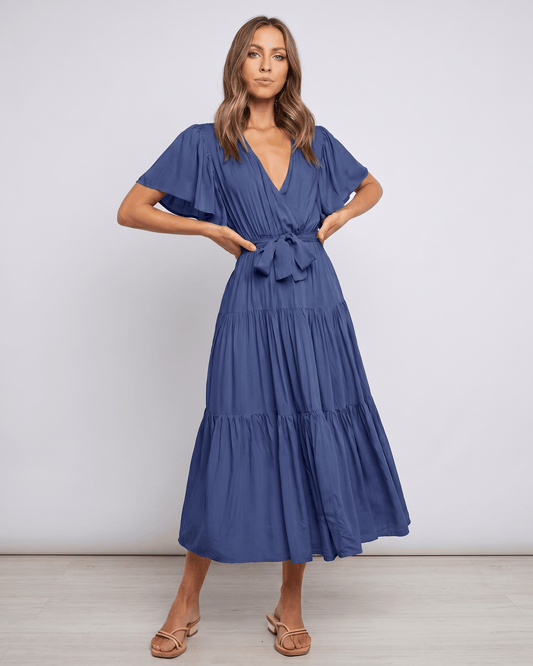 Midi Dress Chiffon Blend, V-Neck