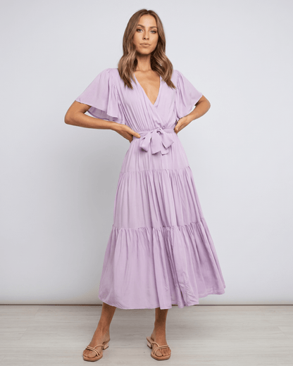 Midi Dress Chiffon Blend, V-Neck