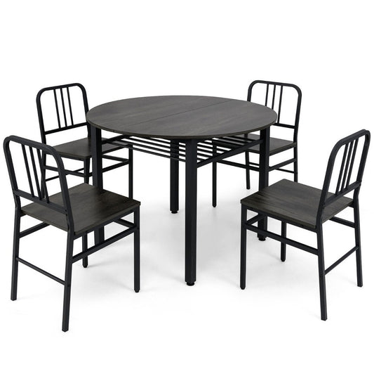 5-Piece Dining Table Set with Storage Rack
