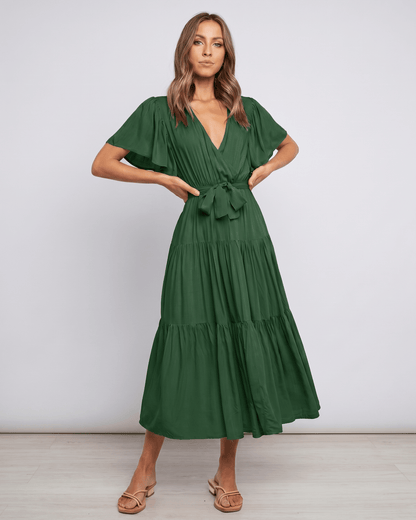 Midi Dress Chiffon Blend, V-Neck